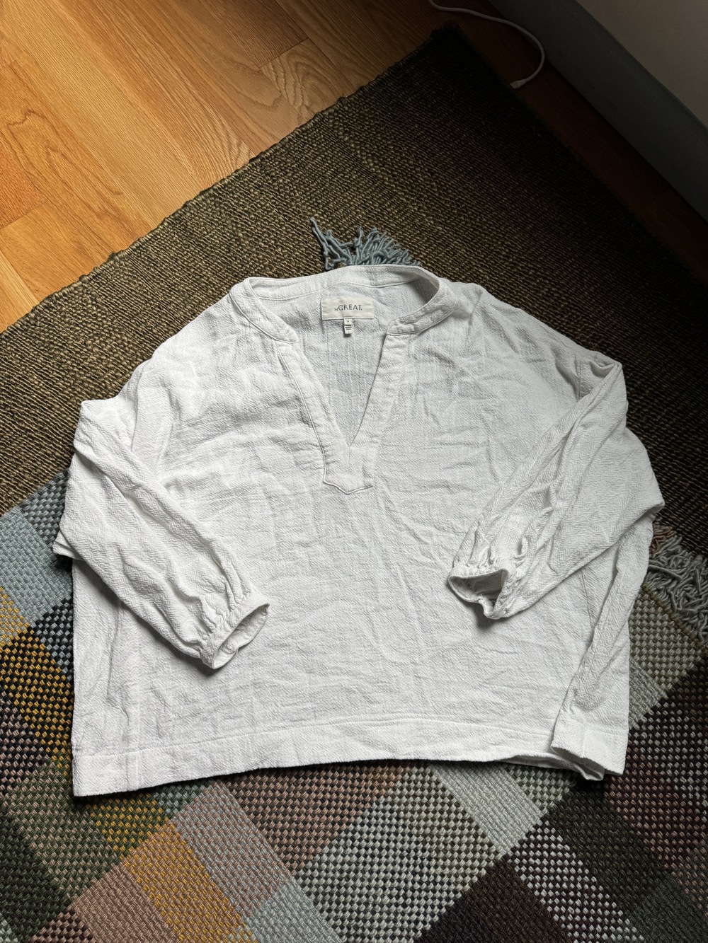 The Great White Long Sleeve Henley Blouse